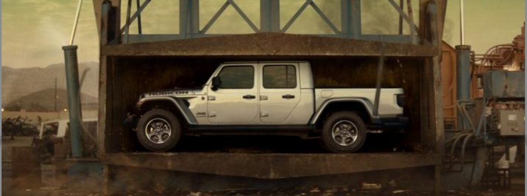 2020 Jeep Gladiator in junkyard car crusher