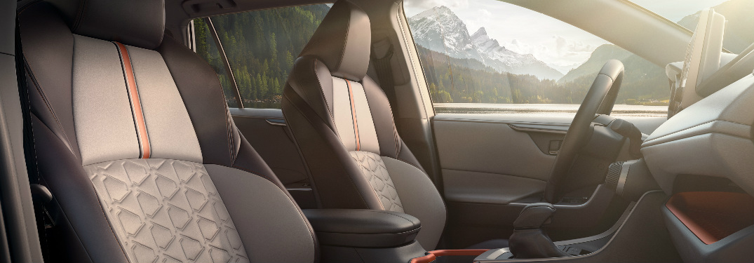 2019 Toyota RAV4 front interior seats and steering wheel
