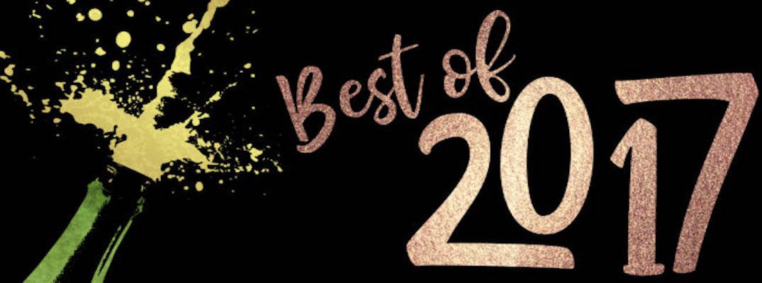 Best of 2017 Sign with Champagne Bottle Popping