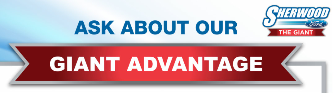 Text banner illustrating Giant Advantage at Sherwood Ford
