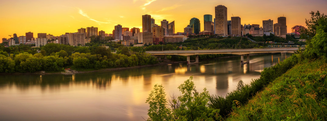 Sunset over Downtown Edmonton on the North Saskatchewan River