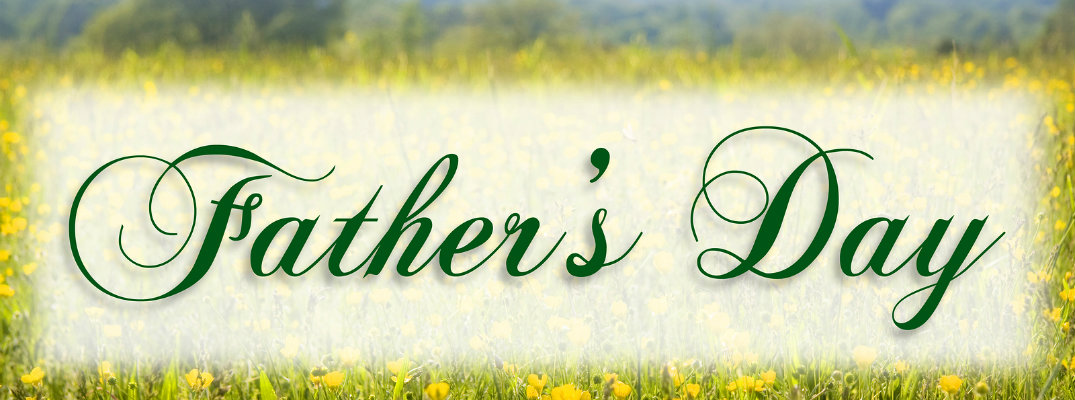 "Father's Day" written in cursive over illustration of field