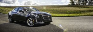 Passenger side exterior view of a black 2018 Cadillac CTS Sedan