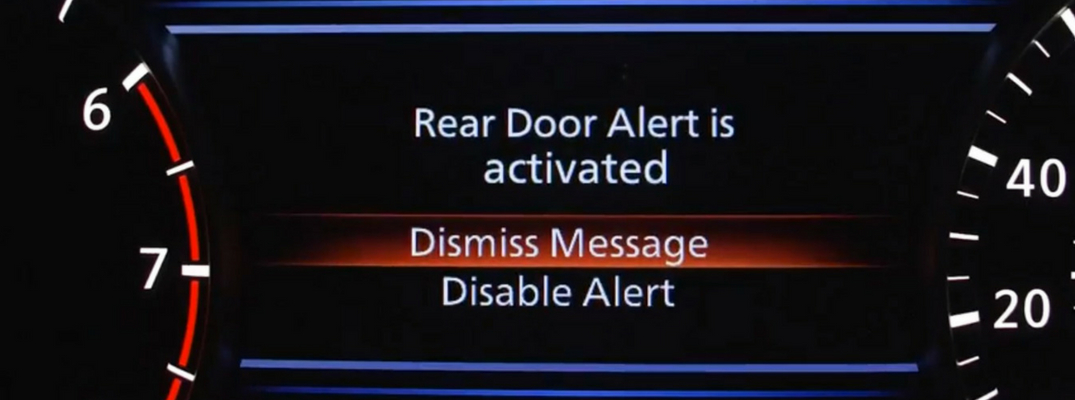 Close-up view of Nissan RDA notification message