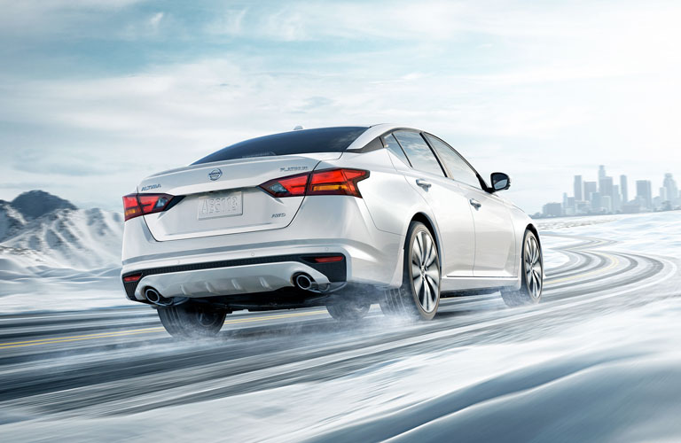 2020 Nissan Altima in white in snow
