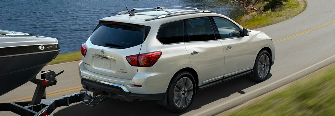 2020 Nissan Pathfinder towing a boat