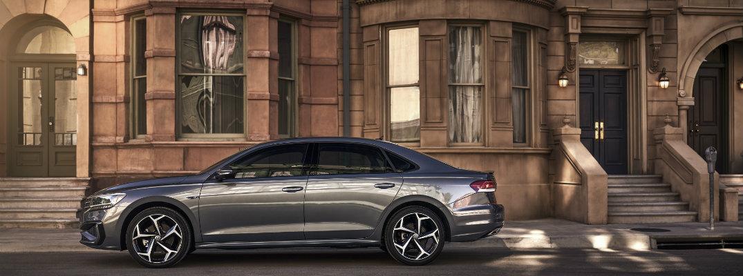 2020 Volkswagen Passat outside a city townhouse