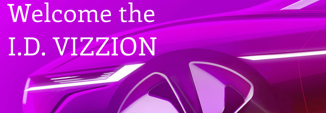 close view of a very pink illustration of the Volkswagen I.D. VIZZION concept car