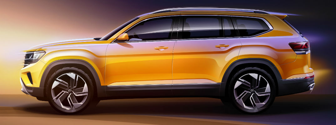 A left profile sketch of the 2021 Volkswagen Atlas.