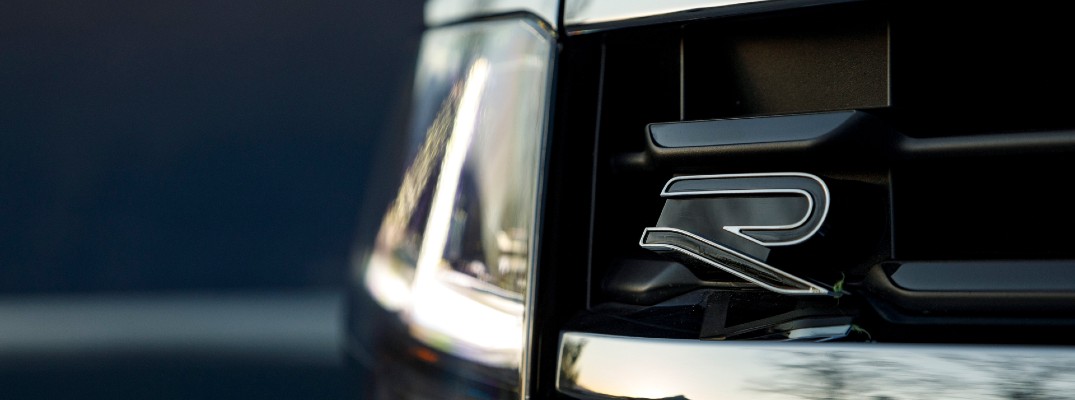 A photo of the R-Line badge used on the 2020 Volkswagen Atlas Cross Sport.