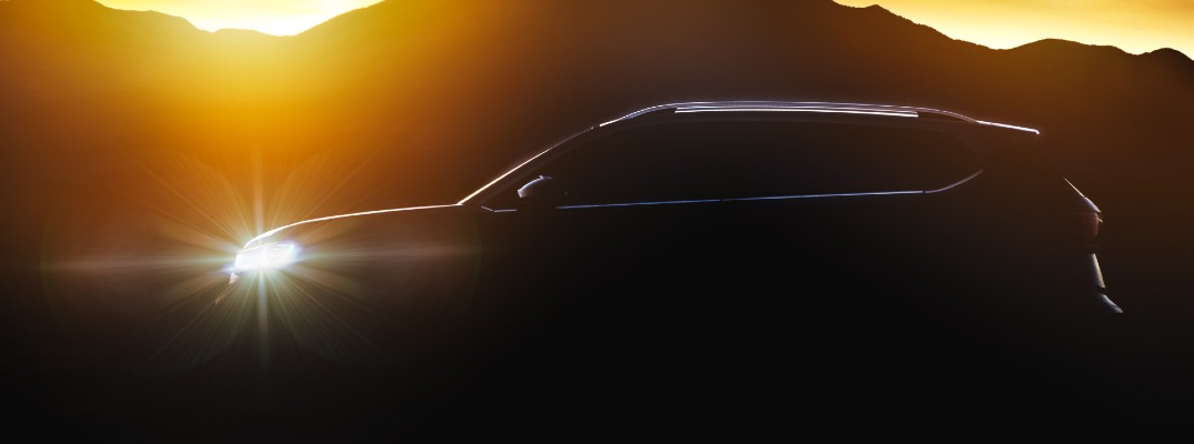 A silhouetted photo of the new Volkswagen Taos.