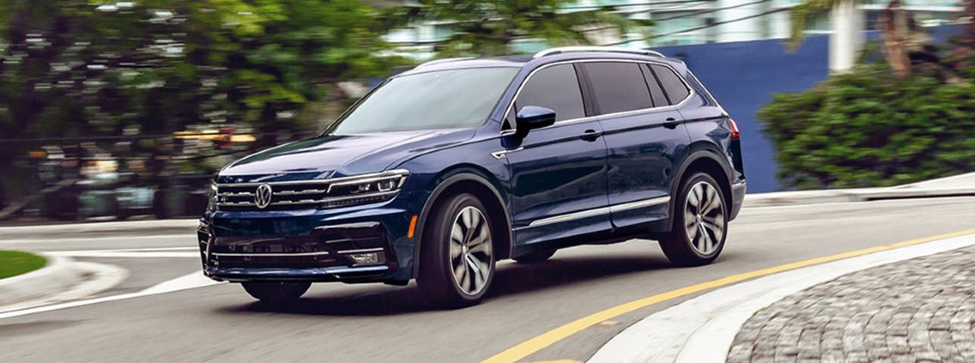 A front left quarter photo of the 2021 Volkswagen Tiguan.