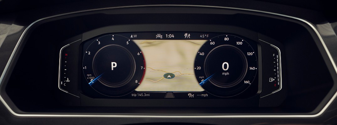 A photo of some navigation info available in some 2021 Volkswagen vehicles.