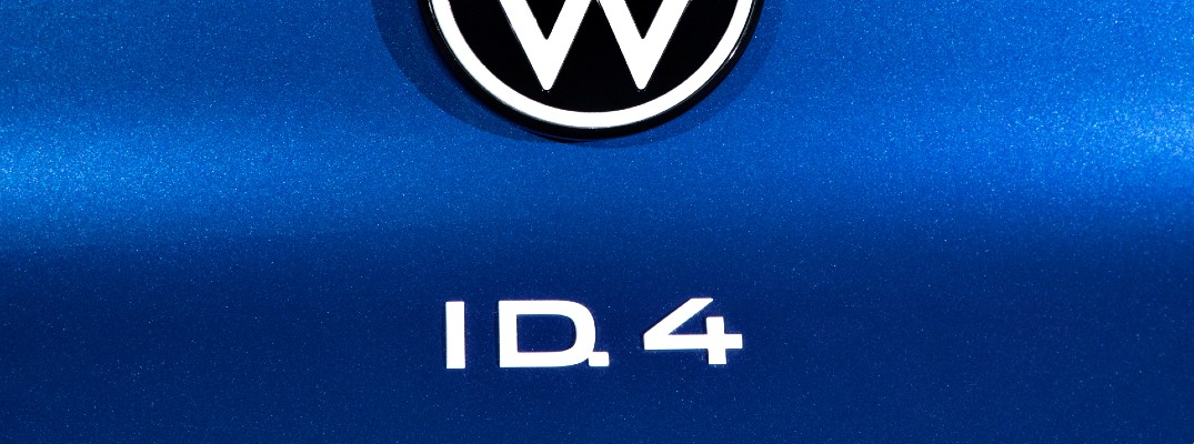 A photo of the ID.4 badge used on the back of the 2021 Volkswagen ID.4.