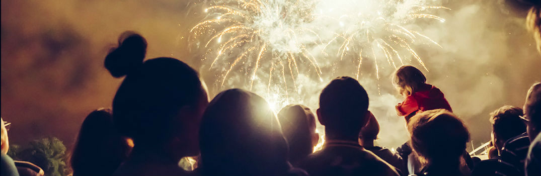 People Watching Fireworks Display