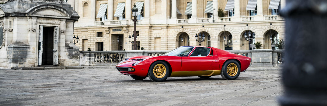 Lamborghini Polo Storico Restored Miura SV Exterior Driver Side Front Profile