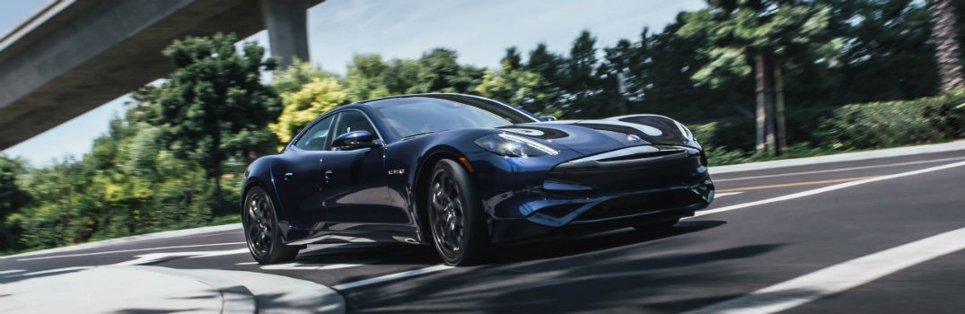 2020 Karma Revero GT Bodega Blue Exterior Passneger Side Front Profile