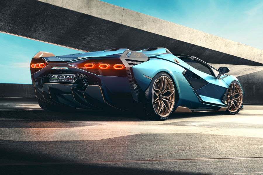 Lamborghini Sian Roadster Exterior Driver Side Rear Profile