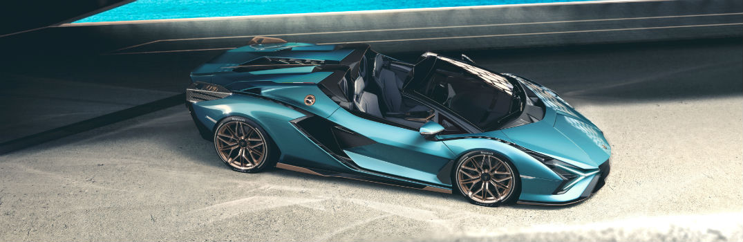 Lamborghini Sian Roadster Limited Edition Hybrid Super Sports Car Exterior Passenger Side Front Profile