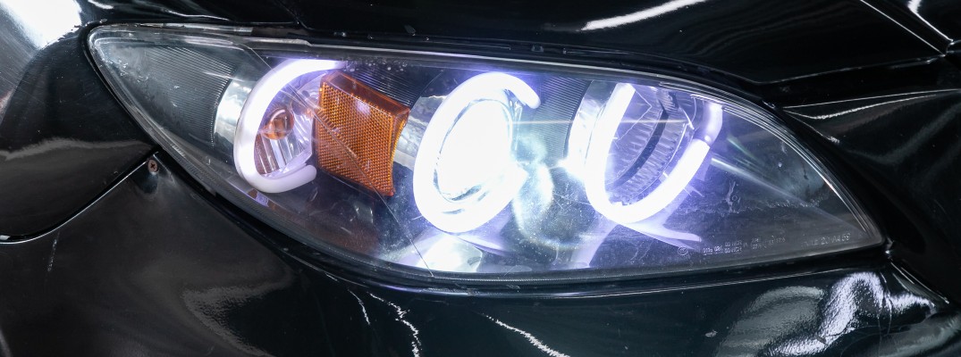 A stock photo of an LED headlight setup.