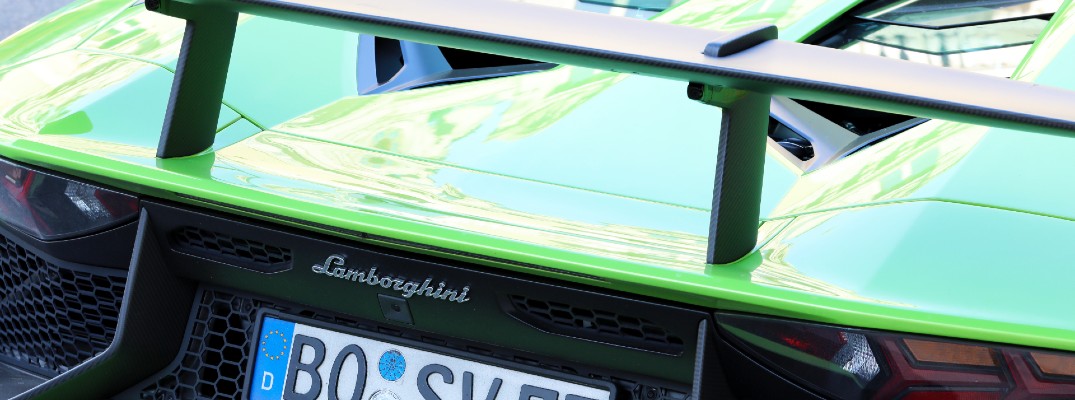 A stock photo of the rear wing used by a Lamborghini.
