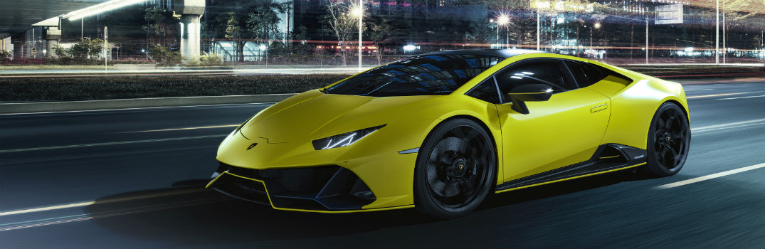 2021 Lamborghini Huracan EVO Fluo Capsule Giallo Clarus Exterior Driver Side Front Profile