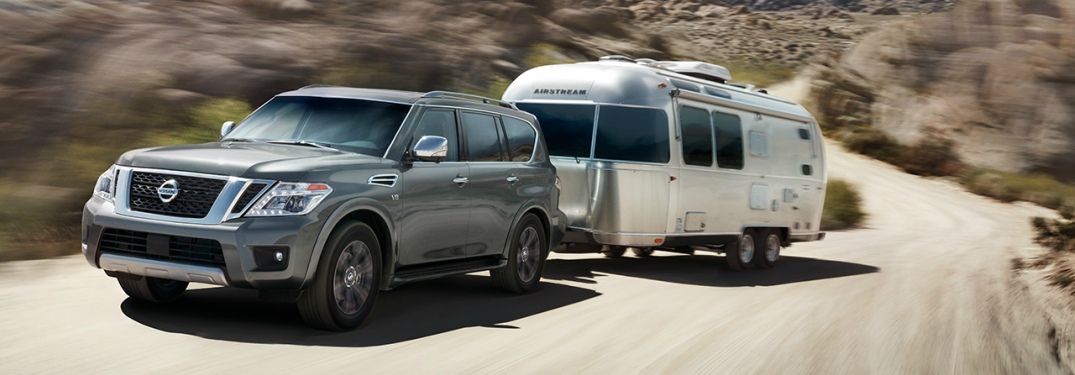 gray 2018 Nissan Armada towing