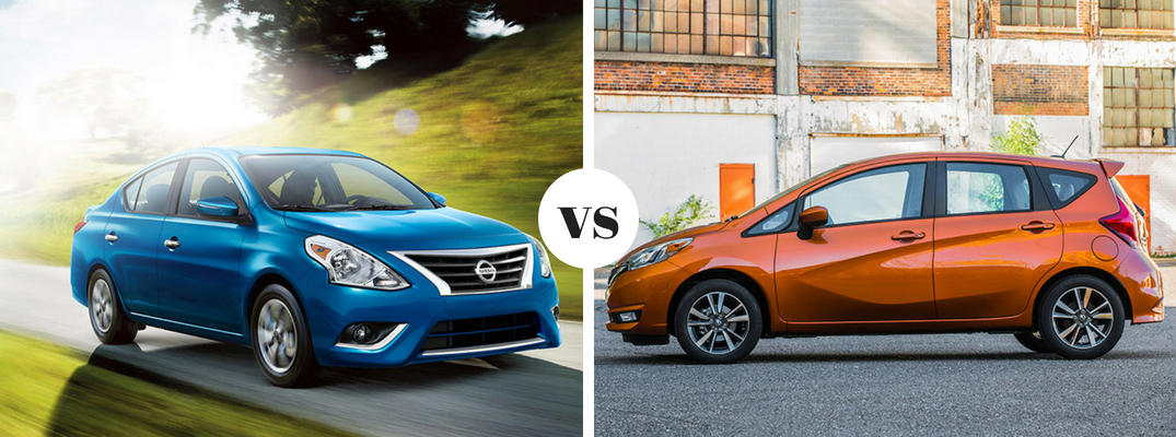 2018 Blue Nissan Versa sedan vs 2018 Orange Nissan Versa Note