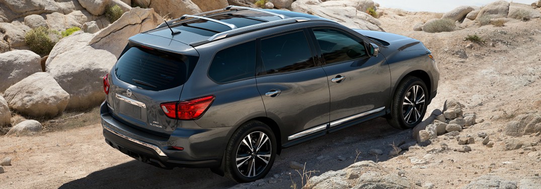 gray 2018 Nissan Pathfinder back side view
