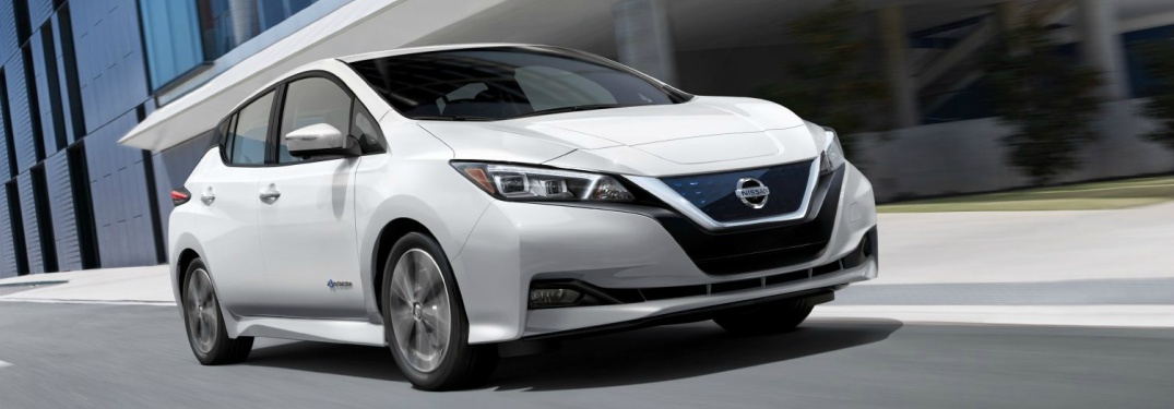 white 2018 Nissan Leaf front side view