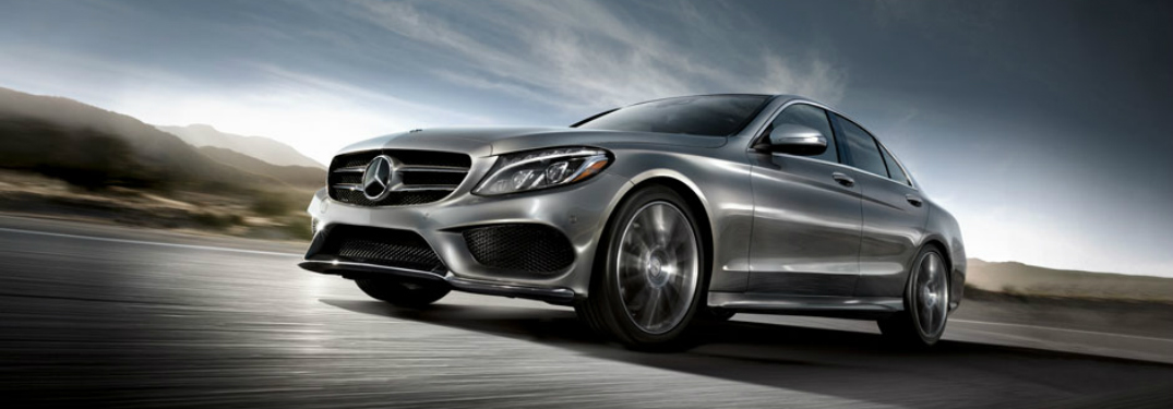 Close up of silver 2018 Mercedes-Benz C-Class