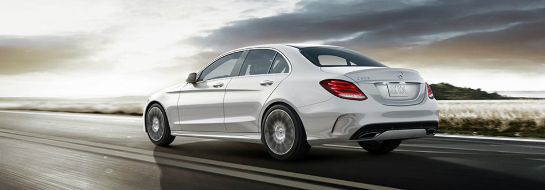 Side view of a white 2018 Mercedes-Benz C-Class