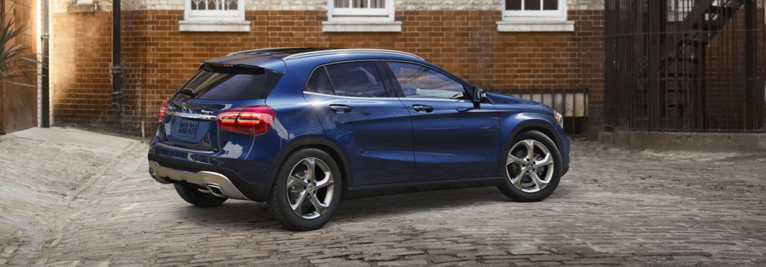 Side view of a blue 2018 Mercedes-Benz GLA