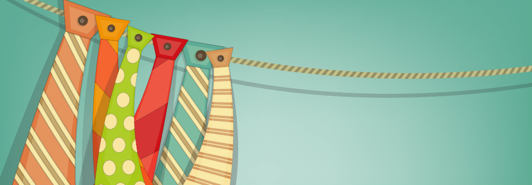 animated graphic of ties hanging on a wire