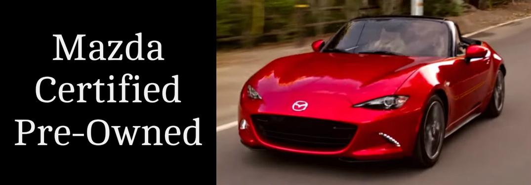Mazda Certified Pre-Owned Title and Red Mazda MX-5 Miata