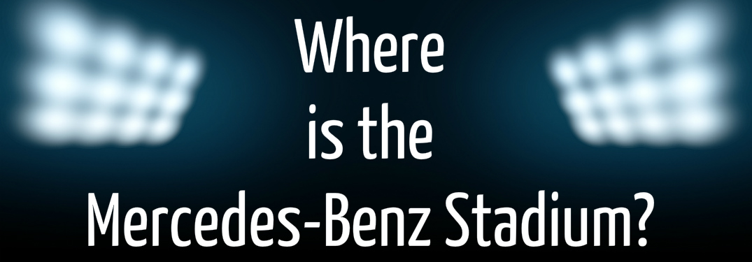 Where is the Mercedes-Benz Stadium text on image of field lights
