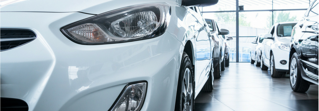 Closeup of cars at a dealership