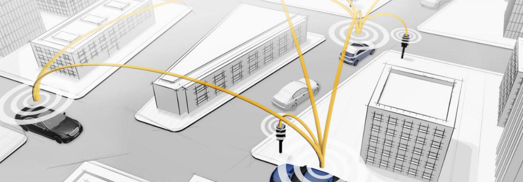 graphic of mercedes-benz car-to-x communication with car-to-car communication