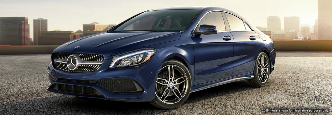 front and side view of blue 2019 mercedes-benz cla 250