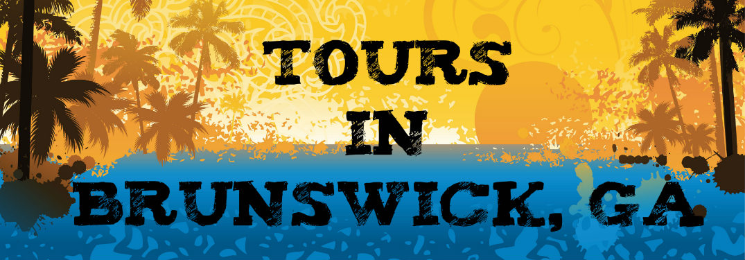 Tours in Brunswick, GA text on tropical background