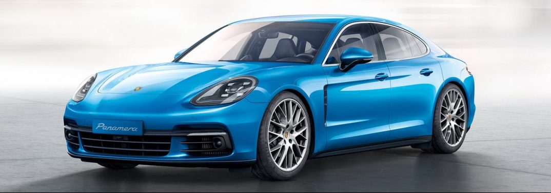 full view of the 2018 Porsche Panamera in blue