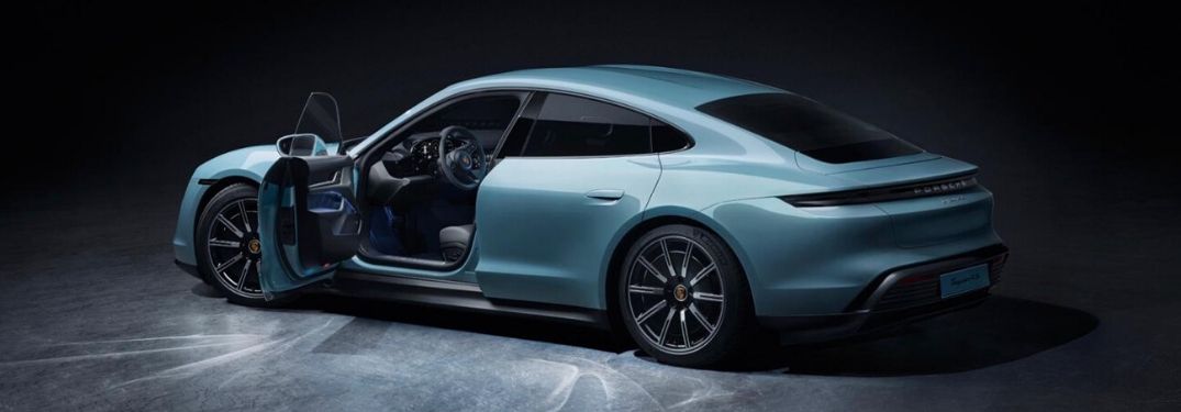 2020 Porsche Taycan with driver door wide open