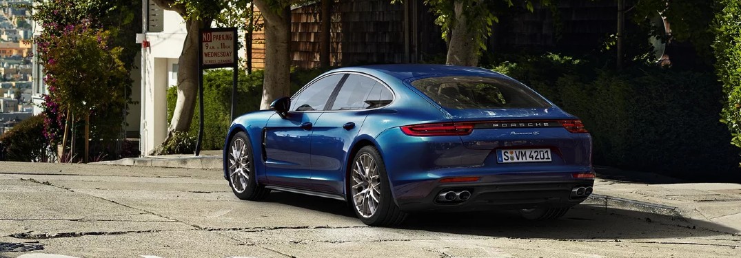 2020 Porsche Panamera on road from exterior rear