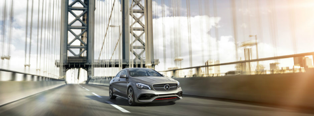 2018 Mercedes-Benz CLA Driving Down a Bridge