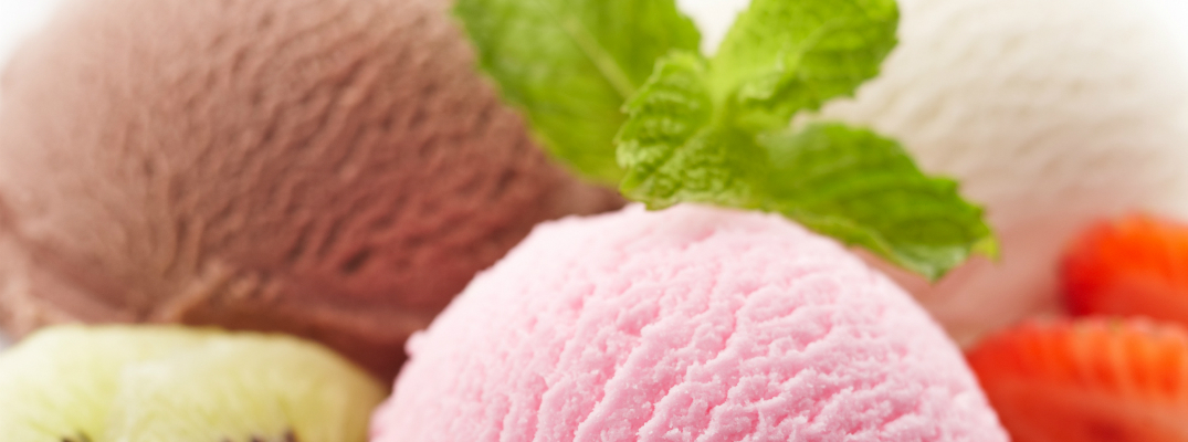 chocolate, Strawberry, and Vanilla Ice Cream Scoops
