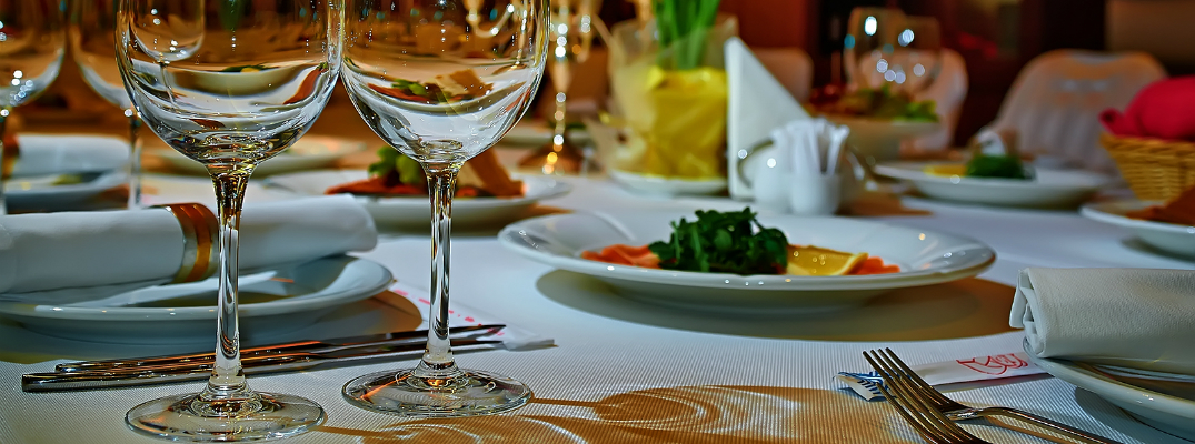 Romantic Dinner Setting with Wine Glasses