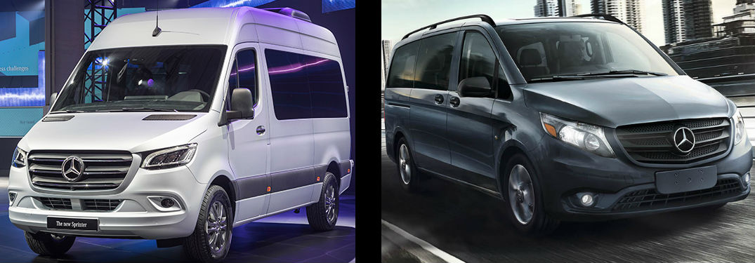 side by side images of the 2018 Mercedes-Benz Sprinter and 2018 Mercedes-Benz Metris vans
