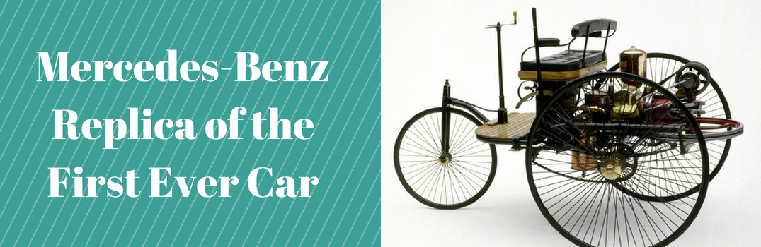 Mercedes-Benz classic car on the right with text on the left