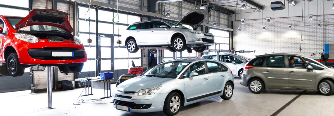Cars parked in a vehicle's garage