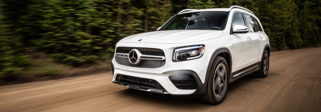 White 2020 Mercedes-Benz GLB on dirt road